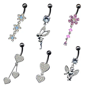 PIERCINGO® LUXUS ECHT SILBER 925 Bauchnabelpiercing KRISTALL ZIRKONIA Bauchnabel - Bild 1 von 7