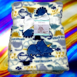 NEW Dinosaurs Dinosaur Plush Baby Blanket Toddler Animal Print Triceratops Gear - Picture 1 of 7
