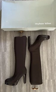 Vintage Stephane kelian Boots Platform Tall Heeled Patent Leather Shoes BNWD 9.5 - Picture 1 of 9