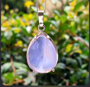 Lavender Quartz Pendant (Tear Drop) Set in sterling silver - Picture 1 of 3