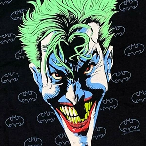 T-shirt tank top L * NOS vintage anni '80 1989 THE JOKER DC comic * batman - Foto 1 di 3