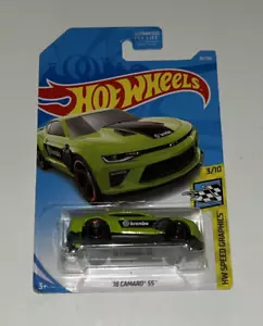 Hot Wheels 2018 Camaro SS Neon Green & Red Rims Brembo 3/10 Die-Cast Car 26/250 - Picture 1 of 2