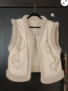Weste, Fellweste, Teddy,ärmellos, Winterweste, Nieten, off white, COSTES, L, NEU - Bild 1 von 7
