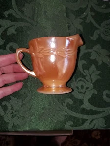 Fire King Peach Lustre Laurel Leaf Cream Pitcher 3" Anchor Hocking - Picture 1 of 5