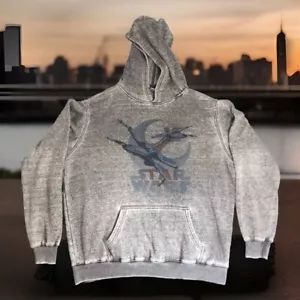 Star Wars X-Wing Burnout Hoodie Men’s 2XL Gray Grunge Pullover Fleece Sweatshirt - Picture 1 of 13