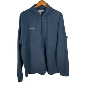 Mens Columbia Blue Gray Fleece Pullover 1/4 Zip Size XL EUC - Picture 1 of 7