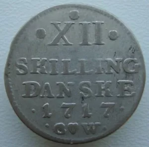 Denmark 12 Skilling 1717 CW Frederik IV Silver Coin S7 - Picture 1 of 7