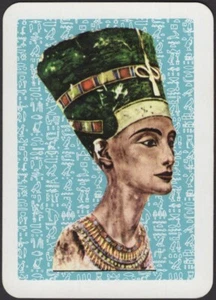 Playing Cards Single Card Old Vintage Wide * NEFERTITI * Egyptian ROYAL QUEEN A - Picture 1 of 3
