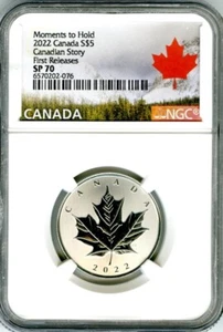 2022 $5 CANADA SILVER - Maple Leaf - CANADIAN STORY - MOMENTS TO HOLD - NGC SP70 - Picture 1 of 2