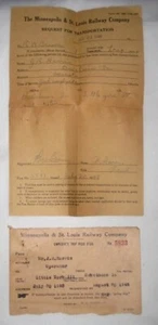 VTG 1946 Minneapolis & St Louis Railway Employee Request & Pass Stub Railroad - Picture 1 of 8