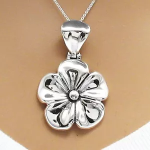 925 Sterling Silber hübscher polierter Anhänger mit fünf Blütenblättern Blume - Bild 1 von 2