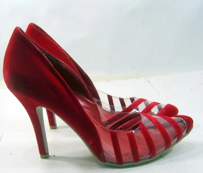 DAMAS Rojo/Claro 4.5" Alto Tacón de Aguja Puntera Punta Zapatos MUJERES Talla 6 Foto 1 de 4