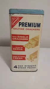 Vtg 1969 Nabisco Premium Saltine Crackers New Jersey 14oz Tin Canister w/ Lid - Picture 1 of 8