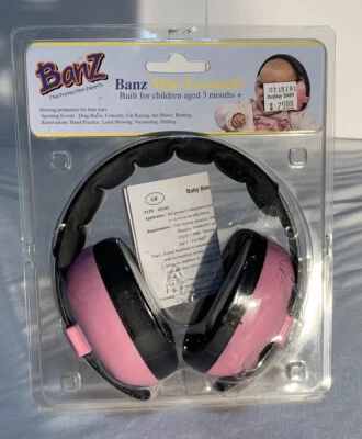 Mini orejeras Banz rosa, para niños de 3 meses + Foto 1 de 4
