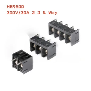 Black PCB Barrier Screw Terminal Block Strip Connector HB9500 300V/30A 2 3 4 Way - Picture 1 of 6