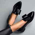 Flats Women Shoes Bowtie Loafers Women's Footwear Female Pointed Toe Thick Heel