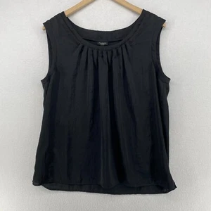 TALBOTS Top L Pleated Scoop Neck Tank Sleeveless Pullover Classic Casual Black - Picture 1 of 11