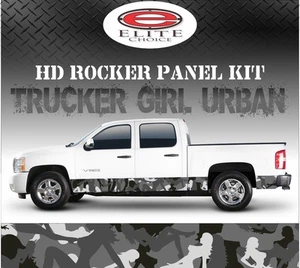 Trucker Girl Urban Camo Rocker Panel Graphic Decal Wrap Truck SUV - 12" x 24FT - Picture 1 of 1