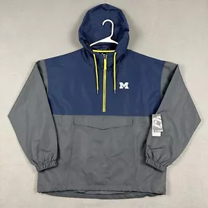 NWT Michigan Wolverines Jacket Womens Large Gray/Blue Anorak Windbreaker Lined - Picture 1 of 13
