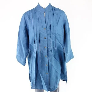 Blusa túnica BLOOMINGS talla L 40 lino puro azul NP 79 NUEVA - Imagen 1 de 7