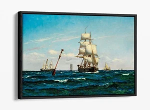 CARL LOCHER, SAILING SHIPS ON THE SEA -FLOAT EFFECT CANVAS WALL ART PIC PRINT - Picture 1 of 12