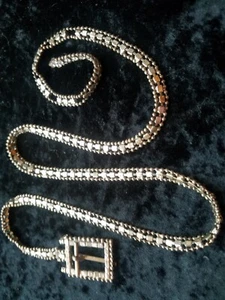 rhinestone ladies belt - vintage, single row, perfect: 35" with buckle 1 1/2" - Picture 1 of 3