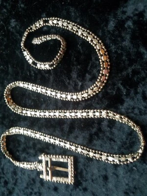 rhinestone ladies belt - vintage, single row, perfect: 35" with buckle 1 1/2" - Image 1 of 3