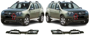NUOVA PER DACIA DUSTER 2013-2017 GRIGLIA CENTRALE ANTERIORE SUPERIORE CROMATA COPPIA SET L&R - Foto 1 di 4
