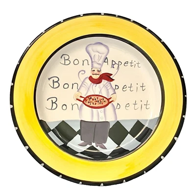 3 PLATOS DE CENA, CERTIFICADO INTERNACIONAL Jennifer Brinley bon appetit chef negro amarillo Foto 1 de 4