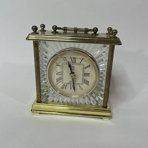 Brass Crystal Quartz Clock Paul Sebastian PS Mantel Shelf Desk Vintage Working - Picture 1 of 8