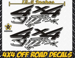 4x4 Truck Bed Decal Set GLOSS BLACK for Ford F150, Super Duty F-250, Salt Fish - Picture 1 of 4
