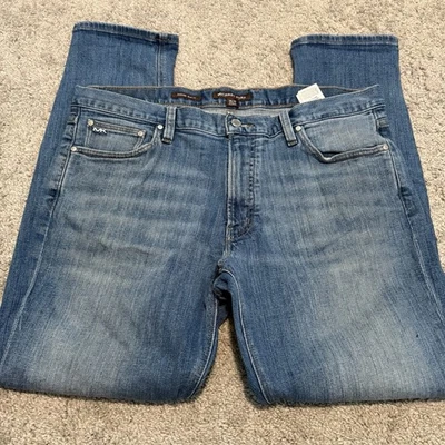 Michael Kors Parker Slim-Fit Stretch Jeans Mens Size 36 x 30 Ronen Blue - Image 1 of 4