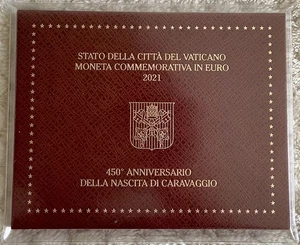 Vatikan 2021 2 Euro - Gedenkmünze - 450. Geburtsjahr Caravaggio  im Folder - Bild 1 von 2