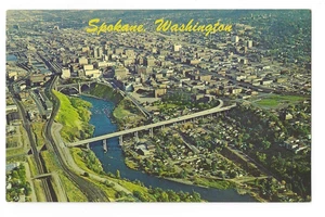 Spokane Washington Postal Vista Aérea Maple Street Bridge Spokane River - Imagen 1 de 2