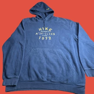 Nike Athletics XXL Hoodie blau gelb Swoosh grau Etikett Y2K gesticktes Logo - Bild 1 von 14