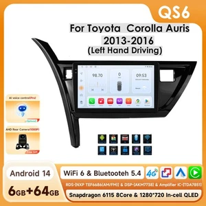 Radio de coche GPS para Toyota Corolla Auris 2013-2016 Android 14CarPlay 6+64GB BT5.4 - Imagen 1 de 24