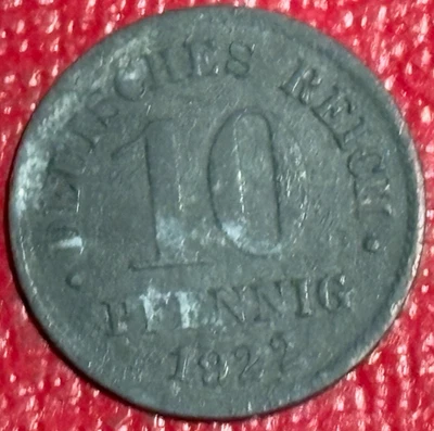 1922 GERMANY GERMAN 10 PFENNIG ZINC COIN-AGT405 - Image 1 of 2