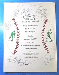 1/21/1979 Pitch & Hit Club of Chicago program 10 Autographs - Picture 1 of 8