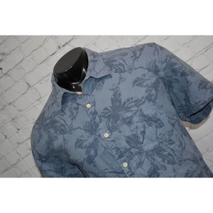 Lucky Brand Jeans Hawaiian Linen Style Shirt Mens Size XL Blue Floral - Picture 1 of 7