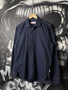Orlebar braun Baumwolle marineblau Langarm Hemd Herren Größe Medium " - Bild 1 von 13