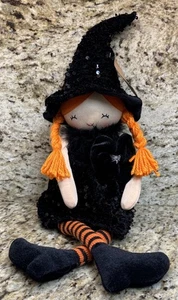 Halloween Shelf Sitter Red Hair Stunning Witch Doll With Sequin Dress 21" - Picture 1 of 5