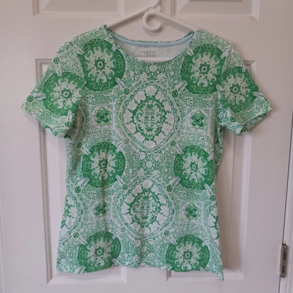 TALBOTS Women's Cotton Spandex Casual Paisley Everyday Top M Pet - Image 1 of 3