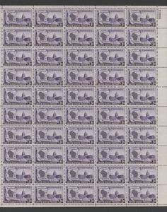 1948 US Scott #948, 3c Wisconsin Statehood, Sheet of 50 MNH - Picture 1 of 1