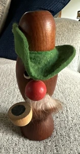 Vintage Teak Mann mit Pfeifenhalter Dänische Volkskunst Skandinavische Figur Kerze - Bild 1 von 4