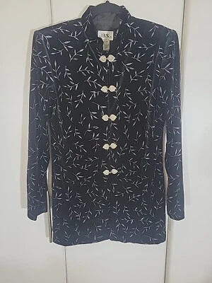 Chaqueta/Ablazer JBS Ltd Terciopelo Negro Plateado Metálico Mujer Noche Formal Talla 6 Foto 1 de 4