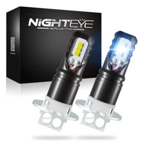 NIGHTEYE 2x H3 LED Fog Light Bulbs Car Driving Lamp DRL 6000K White Super Bright - Picture 1 of 12