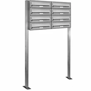 8er Premium Stand Briefkasten Edelstahl 8 Fach Postkasten Anlage freistehend - Bild 1 von 4