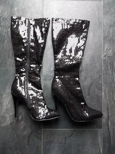 Pailetten Stiefel 38 Schwarz - Bild 1 von 7