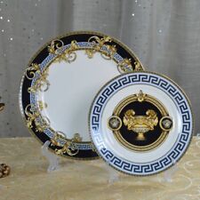 Set of two Salad Decorative Dinnerware Plate Shows Gold and White