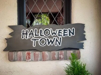 Large Halloween Town Garden Welcome Sign, Solid Wood and Paint, Hand Crafted - Image 1 of 4